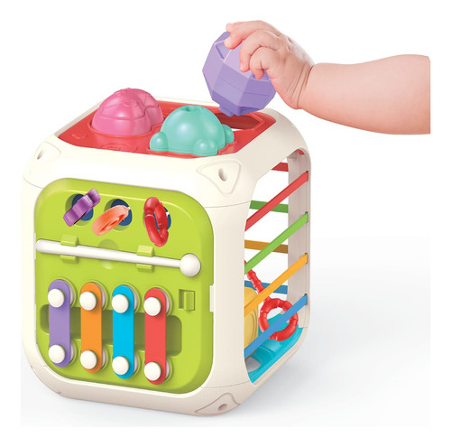 Brinquedo Cubo Multi Atividade 7 Em 1 Bebê Montessori Bb3013 Cor Multicolor