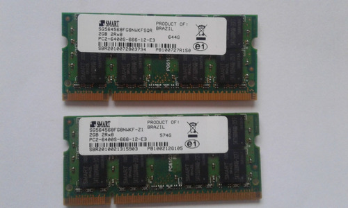 Memória P/ Notebook Ddr2 Pc2-6400s  2x2= 4gb  Marca:smart