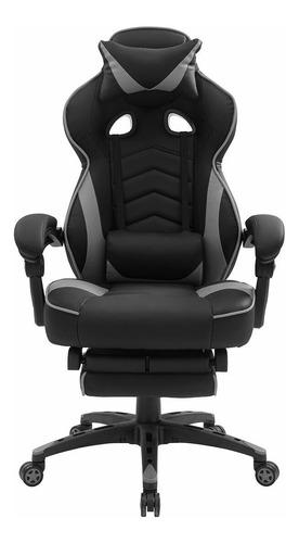 Silla Ejecutiva Gamer Techni Sport  Polipiel  Negro Con Gris