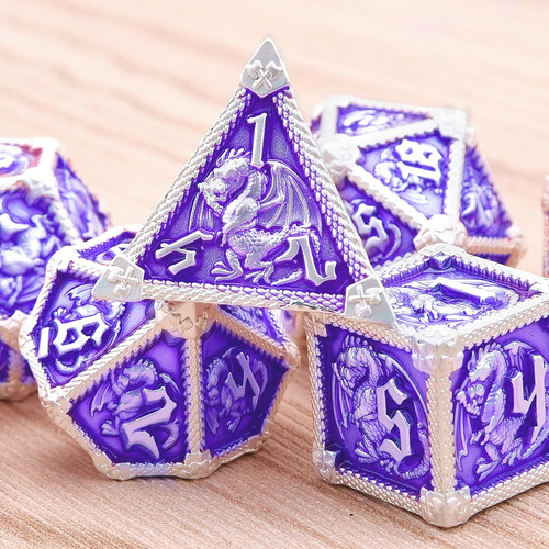 Austor Juego De Dados Dnd De Metal De 7 Troqueles, Dados De