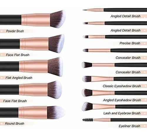 Set Brochas Maquillaje Profesional De Ojos Y Cara 16 Brochas