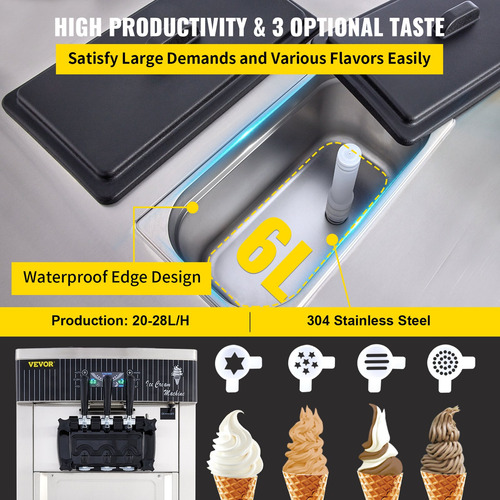 Maquina Helado Suave Nieve Comercial Yogurth 3 Sabores 2200w
