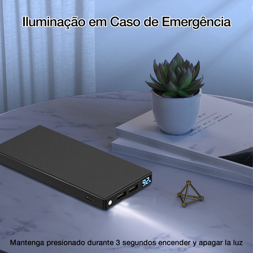 Power Bank Batería Portátil 10000mah 1hora Con Pantalla Led Negro