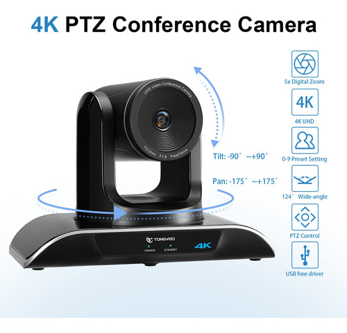 Tongveo Camara 4k Ptz Zoom Digital 5x Control Remoto Usb 124