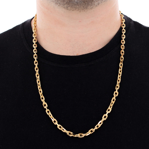 Corrente Colar Cadeado 6mm Banhado A Ouro + Cor Dourado