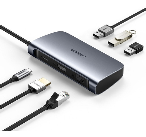 Hub Conversor Usb 6 Em 1 - Usb 3.0, Hdmi 4k, Rj45, Pd Ugreen