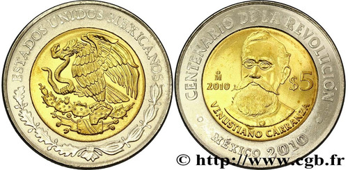 Moneda Conmemorativa $5.00 Venustiano Carranza