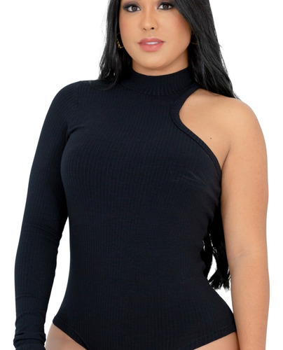 Body Feminino Nula Manga Canelado Linha Premium Blogueira