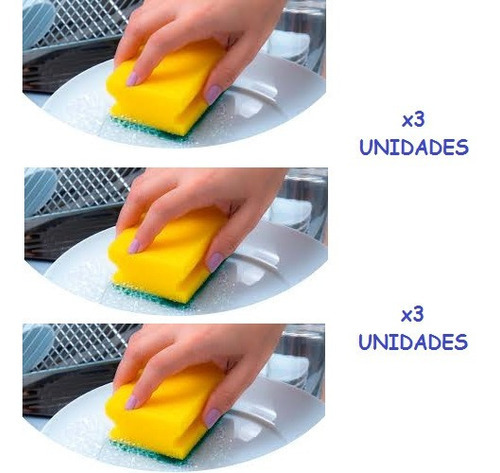 Esponja De Cocina Salvauñas Doble Superficie Pack X3 U