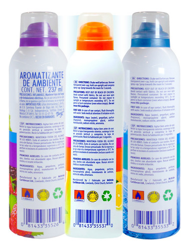 Pack X3 Aromatizante Ambiental En Aerosol Mix Olores Beep