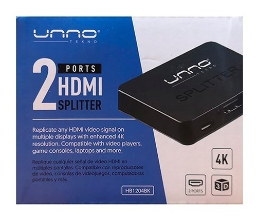 Imagen 1 de 3 de Splitter Hdmi 1 Entrada 2 Salidas 4k / 3d Unno Tekno *itech