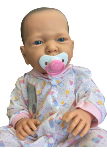Imagen 5 de 10 de Bebote Real Bebe Reborn 53 Cm Bebote Con Chupete Osito Manta