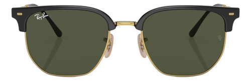 Óculos de sol pequenos Ray-ban New Clubmaster RB4403l + lente verde escura G15 Shiny Gold Rod Shiny Black Frame