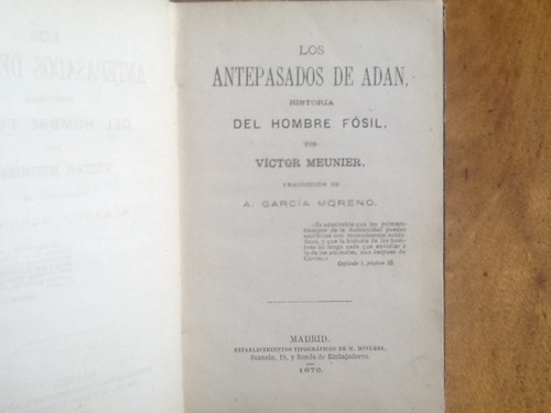 Víctor Meunier - Los Antepasados De Adán Hombre Fósil - 1876