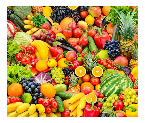 Papel De Parede Frutas Legumes Saúde Cozinha Adesivo 156 Cor Colorido
