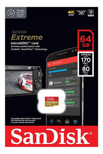 Tarjeta De Memoria Sandisk Sdsqxah-064g-gn6mn  Extreme 64gb