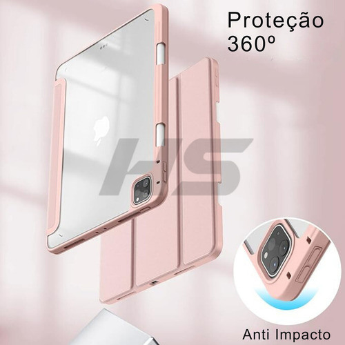 Capa De Tablet iPad Pro 11 A1980 Design Fino Pencil Holder Cor Rosa