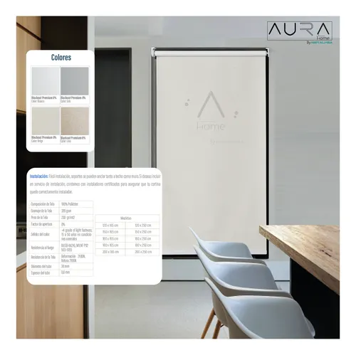 Cortina Roller Blackout Aura Beige 150x165 Cm