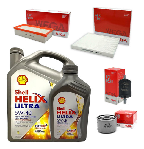 Kit 4 Filtros + 5l Aceite Shell 5w40 Duster Oroch 2.0