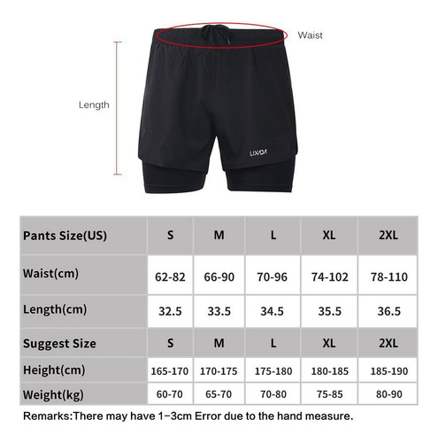 Hombre 2 En 1 Running Shorts Secado Rápido Azul Oscuro L