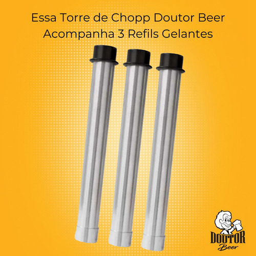 Torre Portátil Chopp Doutorbeer 3,5l 3 Refil Taphandle Prata