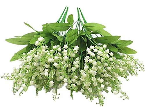 4 Uds. De Flores Artificiales, 7 Ramas, Lirio Blanco De Los 