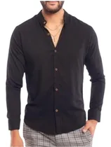 Comprar Camisas Manga Larga Lino De Hombre, Camisas Cuello Mao