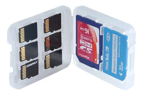 Myriad Choices 5 Estuche para Tarjeta de Memoria Estuche Protector para Tarjeta SD SDHC MMC XD CF Transparente Blanco 