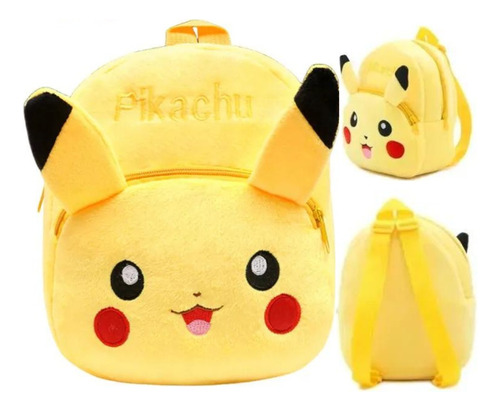 Mochila Infantil Felpa Peluche Pikachu Bolso Escolar Kinder