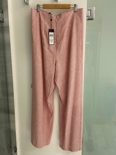 Bcbg Pantalón Nuevo Talla M Color Blanco Con Rojo A Rayas