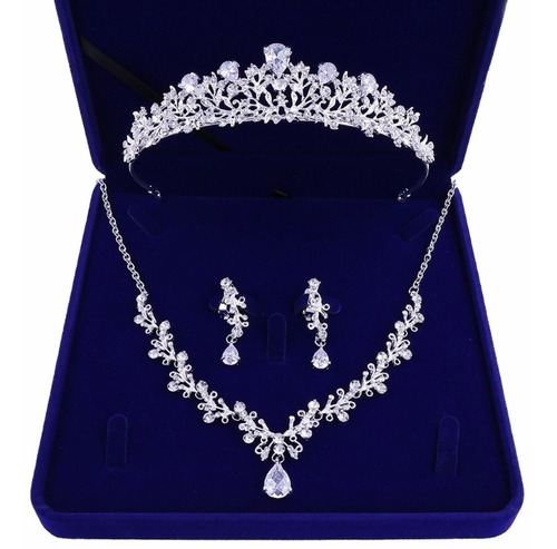 Collar De Cristal Nupcial Pendientes Colgantes Corona Tiara