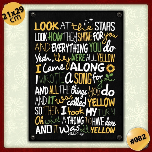 #982 - Cuadro Decorativo - Coldplay Música Poster No Chapa