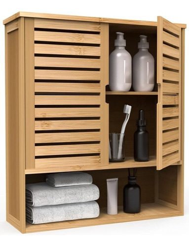 Purbambo - Armario Gabinete De Bambú Para Pared De Baño Cantidad De Agujeros Para Llave Sin Agujeros Lavabo N/a