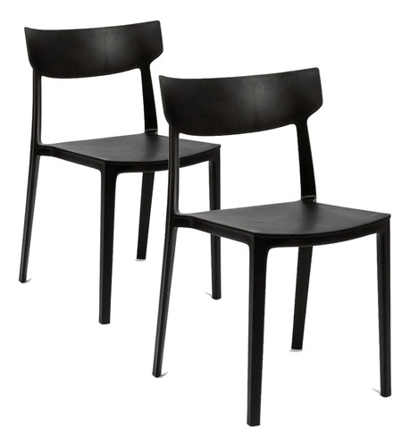 Silla Living Comedor Sc01 Negro Nictom Apilable Exterior X2