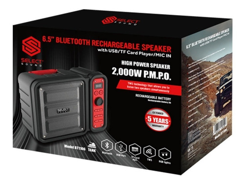 Imagen 5 de 5 de Bocina Recargable Tank Bluetooth 6.5 Pulgadas Bt1106