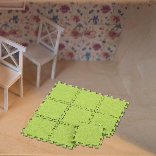 9 Piezas 1/12 Alfombrilla De Suelo En Miniatura Verde