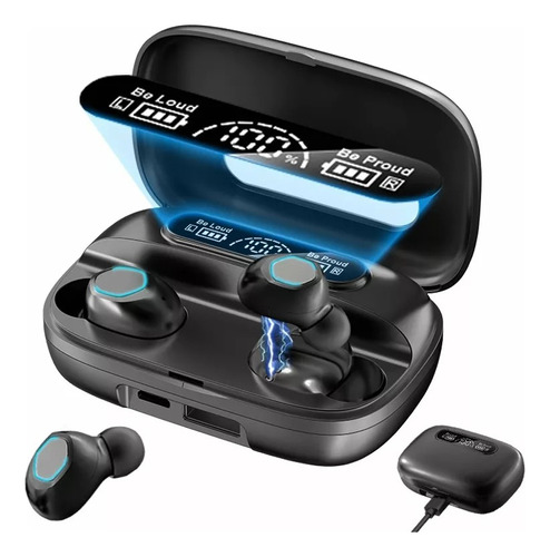 Audífonos Inalámbricos M9 9d Con Bluetooth 5.2 Color Negro