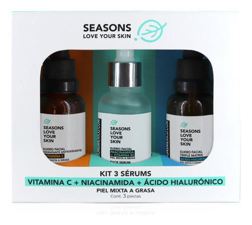 Kit 3 Serums: Vitamina C + Niacinamida + Ácido Hialurónico