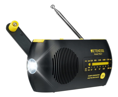 Retekess Tr627 Manivela Radio Compacta Portatil Linterna