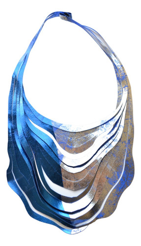 Collar Azul Y Plata, Diseño Argentino, Accesorio De Moda