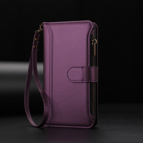 Funda Tipo Cartera De Piel Con Cierre De 9 Ranuras Para Realme Serie 6/7/8, 6 Colores, Correa De Muñeca, Desmontable, Función Atril