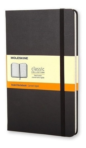 Caderno Moleskine Clássico, Preto, Capa Dura, Pautado, Grande