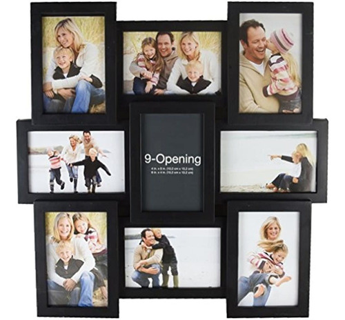Melannco 9-opening Puzzle Collage Picture Frame, Negro