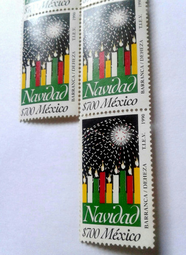 Imagen 3 de 3 de Timbres Postales Mexico Navidad 1990