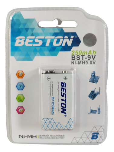 Bateria Pila Recargable Beston 9v  250 Mah