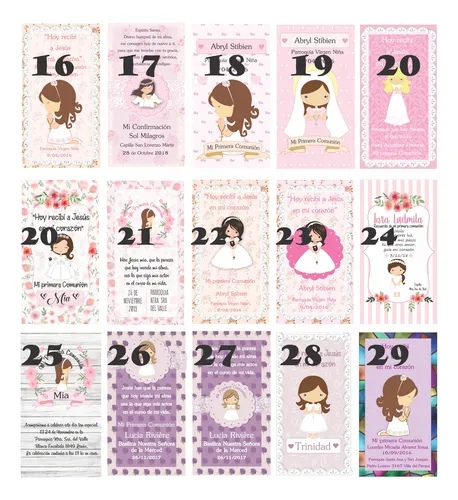 30 Estampitas Personalizadas Comunión/bautismo + Invit Wsp