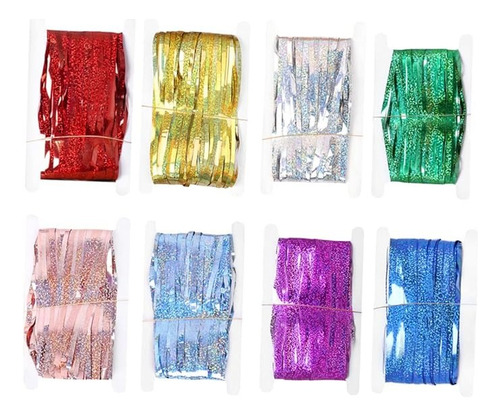 Kit C/ 4un Cortina Metalizada Fitas Para Decoração 1x2metros Cor Rosa