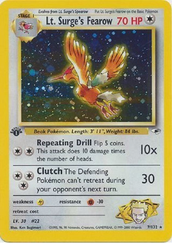 Lt. Surge's Fearow 7/132 Holo Raro Pokemon Tcg