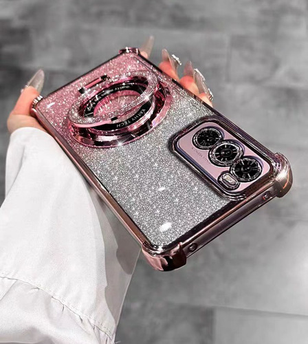 Brillo Funda Para Motorola Moto E15 / G05 Carcasa,suave Silicona Tpu Con Soporte Anillo Plegable Magnético Cuatro Esquinas Espesar Case