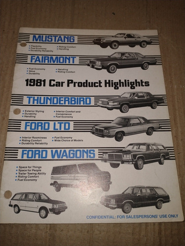 Folleto Catalogo Ford Mustang Thunderbird Ltd Americano